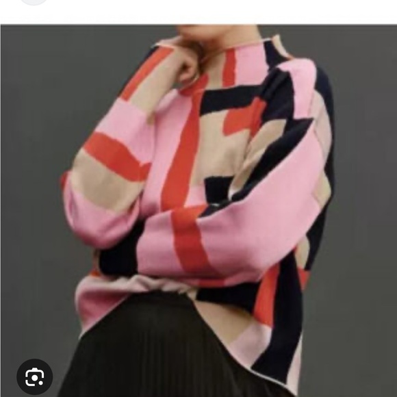 Anthropologie Maeve The Cary’s Pink and Navy color block Sweater. Small. Guc - Picture 6 of 6